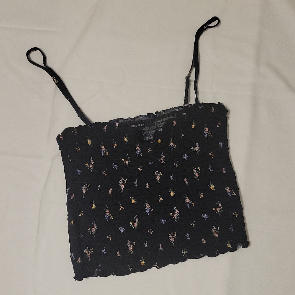 Forever 21 Black Floral Tank Top